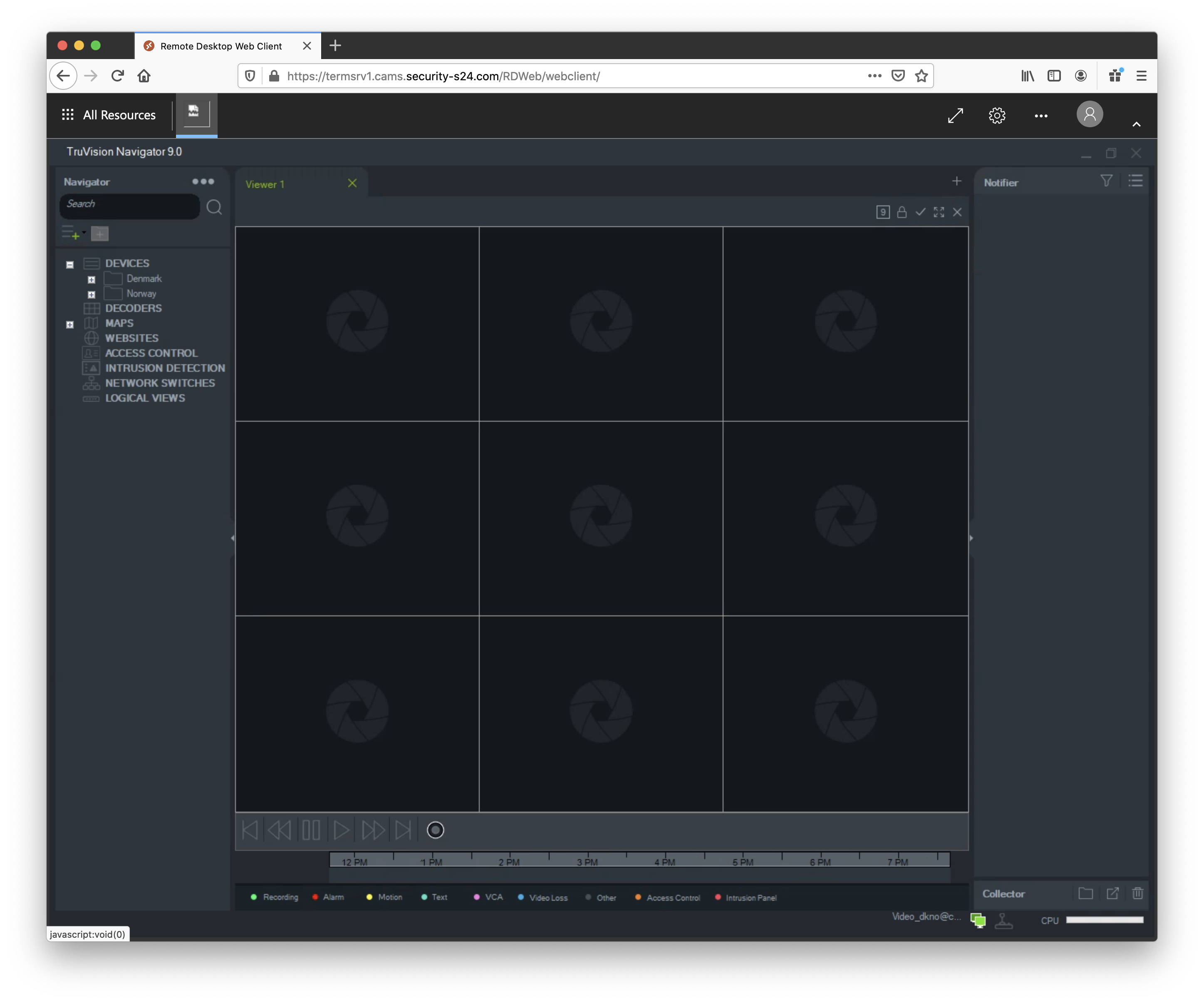 TruVision Navigator after first start