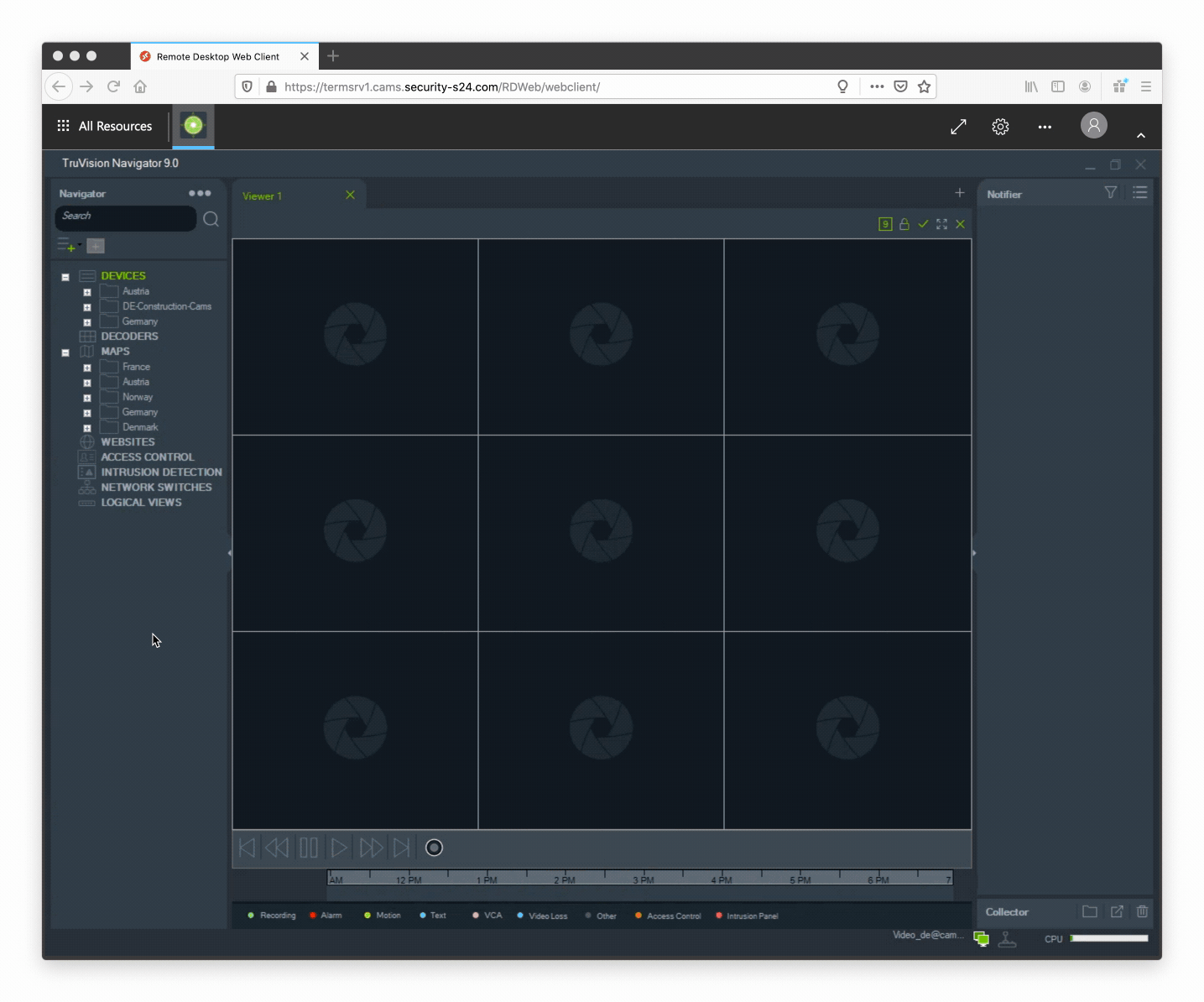 Opening a site's map and a camera via this map