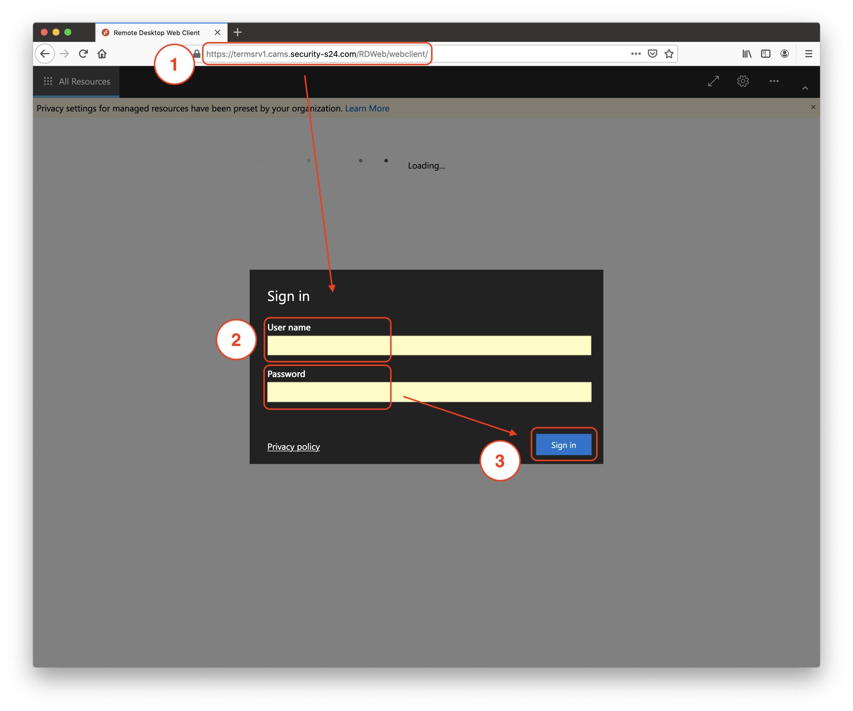 Login with username and password